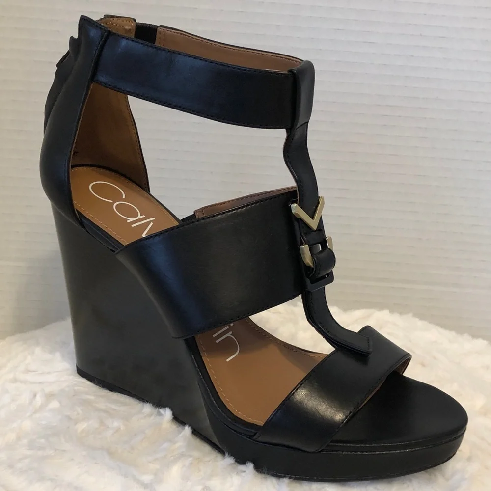 Take A Look About Calvin Klein Black Wedge Shoes